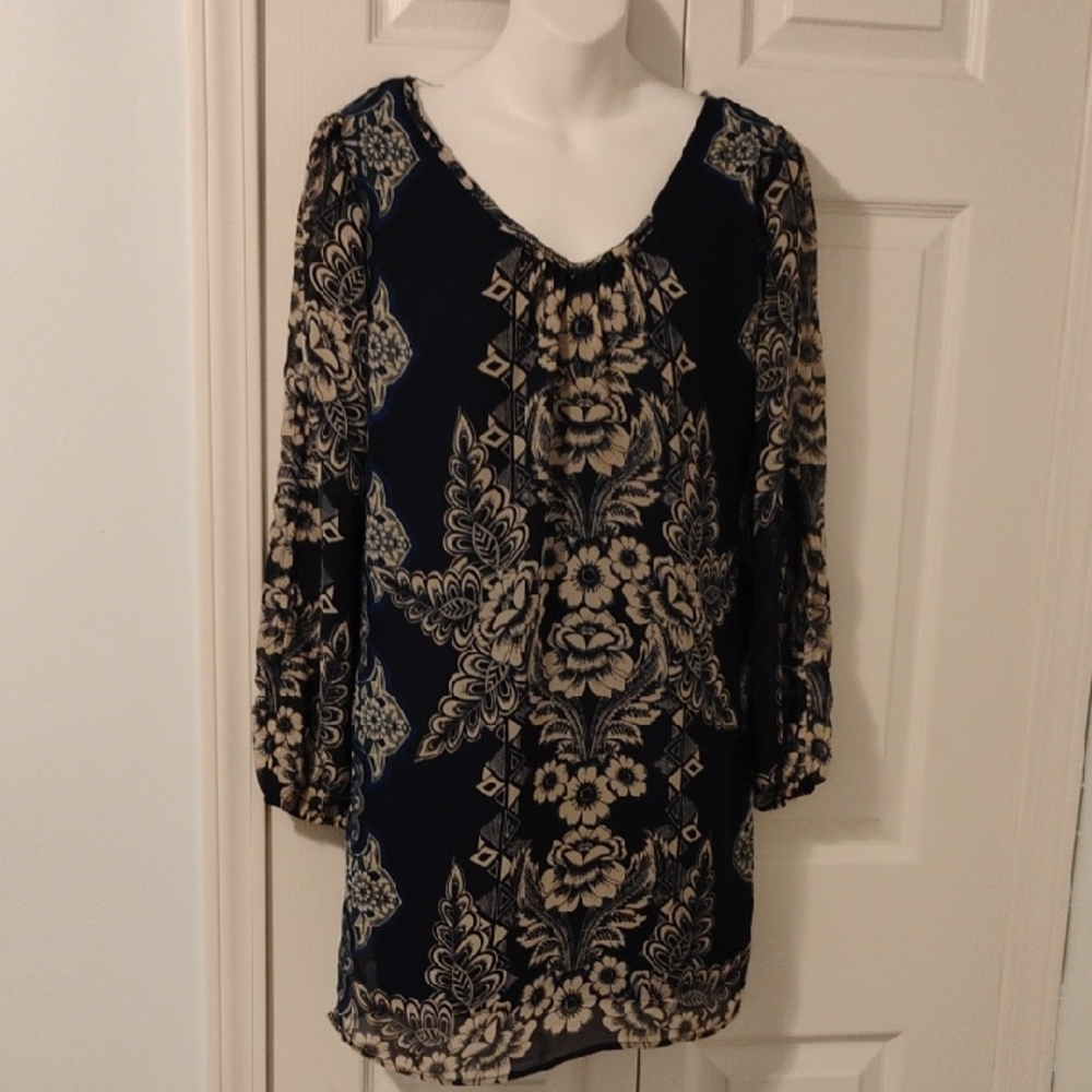 Pink Owl Blue and Cream Dress